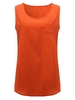 Casual Women Solid Pocket O-Neck Linen Cotton Tank Top