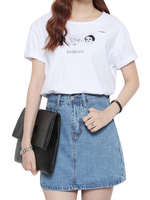 Casual Women Solid Pockets Zipper A-line Mini Denim Skirt
