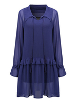 Casual Women Solid Ruffles Chiffon Mini Dress