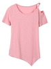 Casual Women Solid Short Sleeve One Shoulder Irregular T-shirt