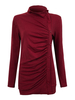 Casual Women Solid Single Button Decoration High Collar T-Shirt