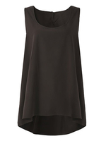 Casual Women Solid Sleeveless O-neck Asymmetric Tank Tops
