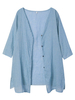Casual Women Solid Split Side Cotton Linen Cardigan