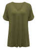 Casual Women Solid V-Neck Short Sleeve T-Shirt