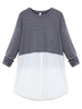 Casual Women Stitching Long Sleeve Round Neck Chiffon Dress