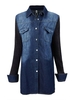 Casual Women Stitching Single Breasted Lapel Denim Jacket