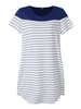 Casual Women Stripe Patchwork Color Contrast O-Neck T-Shirt