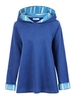 Casual Women Stripe Patchwork Zipper Long Sleeve Hood Cape Coat
