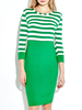 Casual Women Striped Patchwork Half Sleeve Pencil Dress