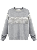 Casual Women Tassel Long Sleeve Pullover Thicken Sweatershirt