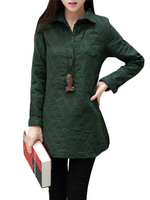 Casual Women Thick Cotton Long Sleeve Blouses
