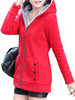 Casual Zipper Double Pocket Long Sleeve Velvet Hood Women Coat