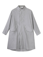 Casual Zipper Pockets Pure Color Long Sleeve Women Coat