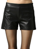 Casual Zipper PU Patchwork Stretch Mid Waist Women Short Pants