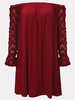 Celmia Solid Off Shoulder Long Sleeves Hollow Mini Dress For Women
