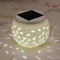 Ceramic Changing Colour LED Solar Lamp Sun Powered Table Garden Round Light