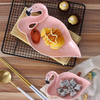 Ceramic Snacks Dish Breakfast Tray Candy Pink Flamingo Shape Dessert Fruit Plate