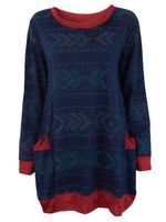 Check Pattern Printed Pocket Loose Vintage Women Dress