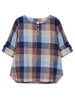 Check Plaid Button Long Sleeve Round Neck Women Blouse