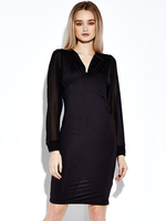 Chiffon Bodycon Patchwork V-Neck Long Sleeve Dress For Women