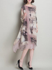 Chiffon Casual Women Long Sleeve O-Neck Print Dresses
