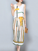 Chiffon Casual Women Sleeveless Tops And Wide Leg Pants Suits