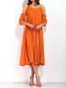 Chiffon Cold Shoulder Loose Lace Patchwork V-neck Dress For Women