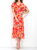 Chiffon Floral Print Backless Short Sleeve V-neck Dress For Women