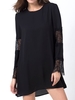Chiffon Lace Patchwork Long Sleeve O-neck Mini Dress For Women