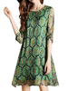 Chiffon Leaves Print Loose Half Sleeve O-neck Dress For Women