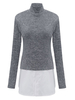 Chiffon Patchwork Long Sleeve Turtle Neck Women T-Shirt