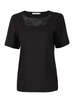 Chiffon Perspective Gauze Short Sleeve StitchingT-Shirt For Women