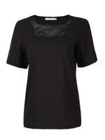 Chiffon Perspective Gauze Short Sleeve StitchingT-Shirt For Women