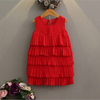 Chiffon Pleated Sleeveless O-neck Cake Dress For Kids Girls