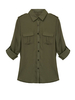 Chiffon Pocket Solid Color Stand Collar Casual Blouse