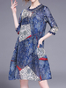 Chiffon Printed Hand-Beading A-Line Half Sleeve Women Dresses