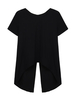 Chiffon Split Backless Irregular Hem Casual Round Collar Blouse