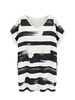 Chiffon Stripe Printed Round Collar Short Sleeve Blouse