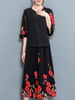 Chiffon Women Half Sleeve And Wide Leg Pants Elegant Suits