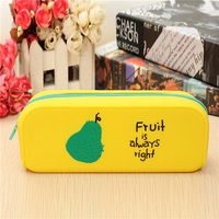 Children Lovely Fruit Pencil Case Sillicone Durable Pen Storage Bag