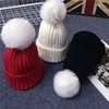 Children Warm Winter Wool Knit Beanie Fur Pom Bobble Beret Hat Crochet Ski Cap