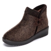 Chinese Knot Floral Print Slip On Fur Lining Casual Boots
