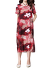 Chinese Style Elegant Women Frog Flower Printed Split Maxi Dress