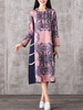 Chinese Style Floral Printed Long Sleeve Ethnic Dress For Women