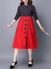 Chinese Style Half Sleeve Plate Buckles Patchwork Dresses