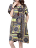 Chinese Style Loose Pattern Printed Pocket Mini Dress For Women