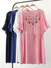Chinese Style O-neck Petal Sleeves Embroidery Dresses For Women
