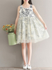 Chinese Style Patchwork Printed Sleeveless Vintage Dresses