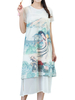 Chinese Style Printed Short Sleeve Fake Two Pieces Dresses