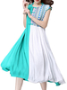 Chinese Style Short Sleeve Patchwork Stand Collar Dresses